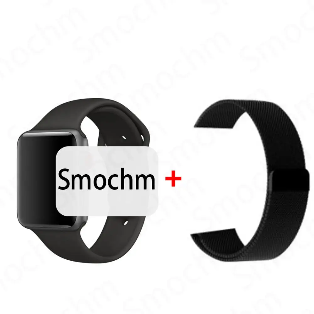 Black and Black Mila Smochm Samba IWO 11 Pro Bluetooth Смарт gps часы телефон серии 5 44 мм 1:1 VS IWO 10 9 MTK2503 умные часы для iOS iPhone Android - Цвет: Black and Black Mila
