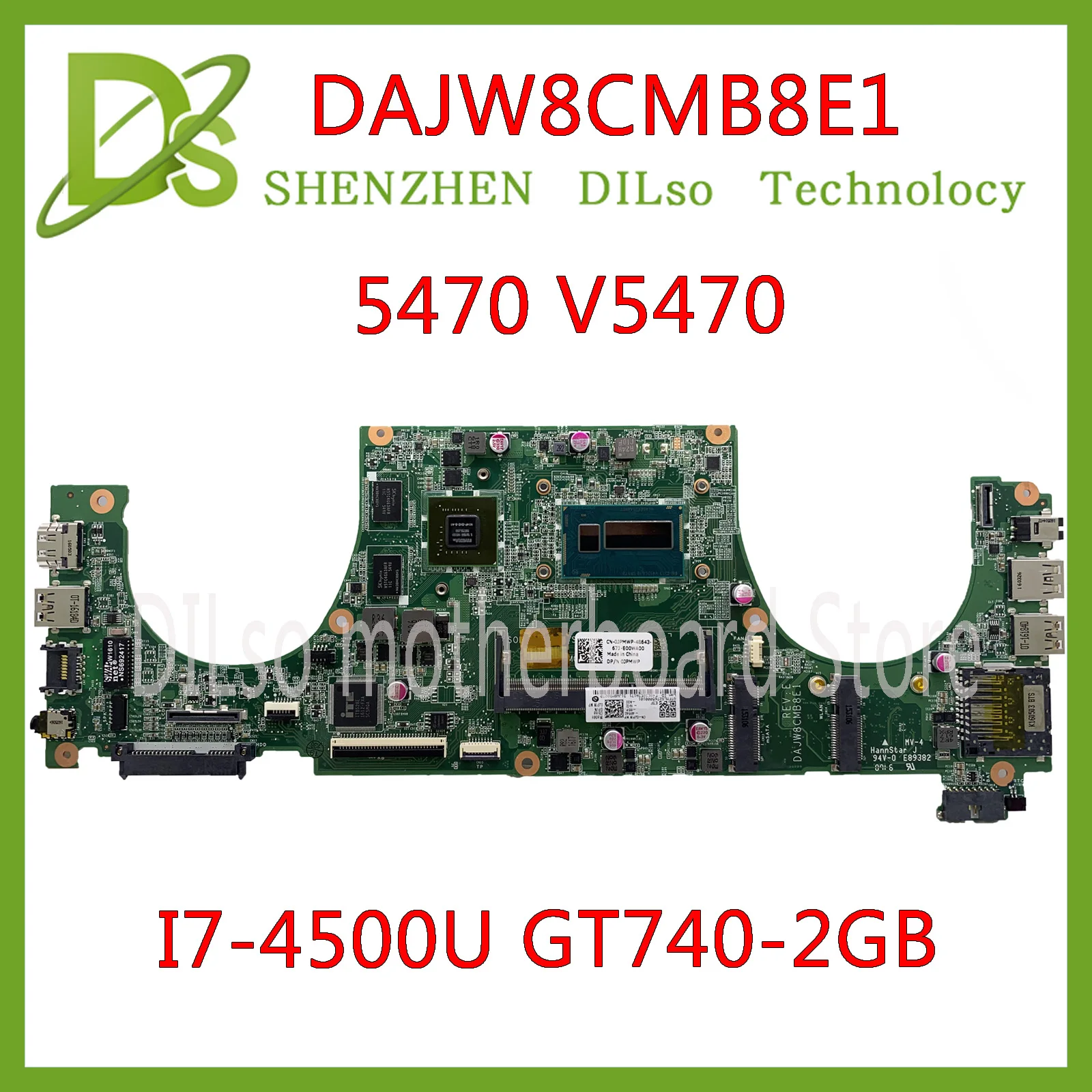 KEFU 5470 DAJW8CMB8E1 материнская плата для ноутбука DELL 5470 V5470 5439 материнская плата DAJW8CMB8E1 REV: E I7-4500U GT740-2GB DDR3 оригинал