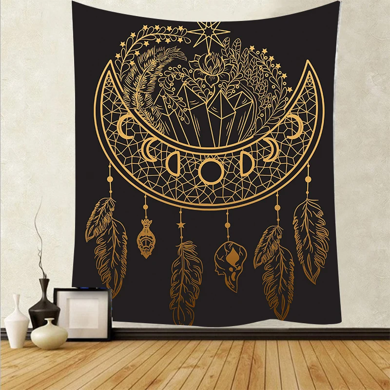 Dreamcatcher Tapestry Psychedelic Feather Wall Hanging Art Tapestries Wall Cloth Carpet Background Yoga Mat Home Decor tapestry decor