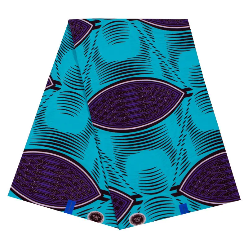 

2019 New African Fabric Pure Cotton Sky-Blue Color Print Fabric African High Quality Veritable Ankara Wax