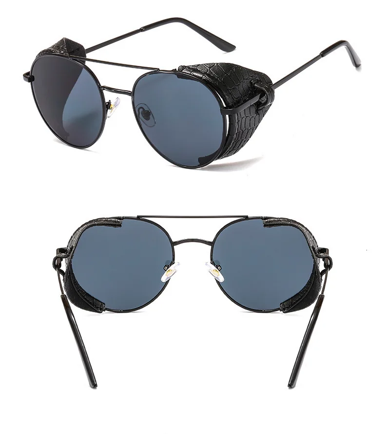 Мужские солнцезащитные очки с оправой из искусственной кожи, Ретро стиль, Ретро стиль