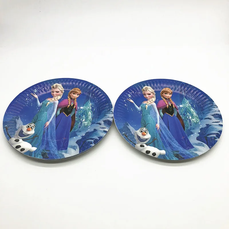 10 шт. disney замороженная тема принцесс дети день рождения декоративная бумага для вечеринок тарелка блюдо 7 дюймов печать круглые тарелки принадлежности для праздника