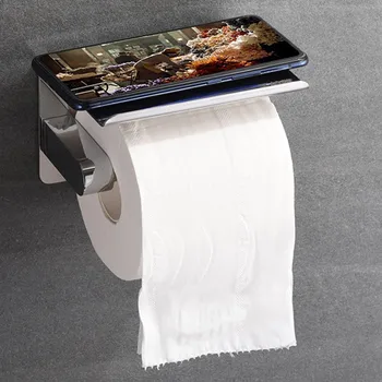 

Stainless steel 304 paper towel holder Toilet Paper Holder Stainless Steel Toilet Paper Roll Holder with Phone Shelf
