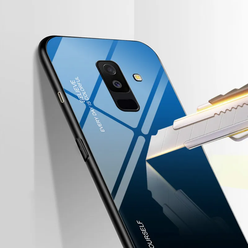 Для samsung Galaxy A9 A7 J3 J6 градиентный чехол закаленное Стекло Крышка для samsung Galaxy A6 A8 A60 J8 A7 M40 A50 A30