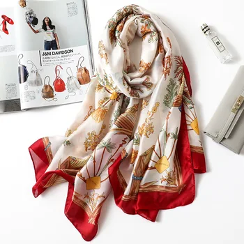 

2020 Luxury Brand Spring Autumn New Style Warm Scarf Women Sun-resistant Beach Towel Shawl Printed Silk Scarves chiffon hijab