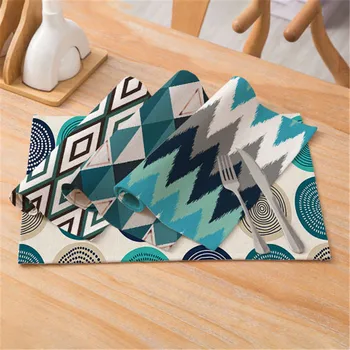 

Fuwatacchi Geometric Patterns Style Distinctive Placemat Table Napkin Dining Table Mat Bowls Drink Coasters Kitchen Accessories