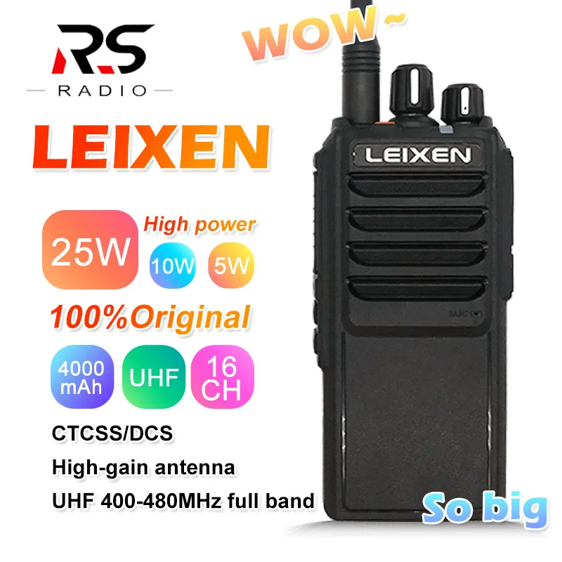LEIXEN 25 Вт высокомощная портативная рация 50 км UHF 400-480MHz Ham CB радиостанция радиосвязь
