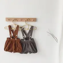 Новинка года, стильные комбинезоны для маленьких мальчиков и девочек модные осенние хлопковые шорты для детей 0-3 лет, PX568