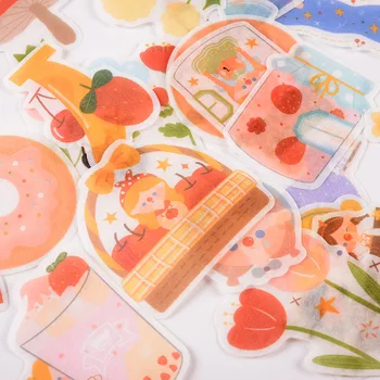 

Korean cartoon girl cake flower sticker DIY scrapbooking happy girl planner diary photo album stationery decoration sticker