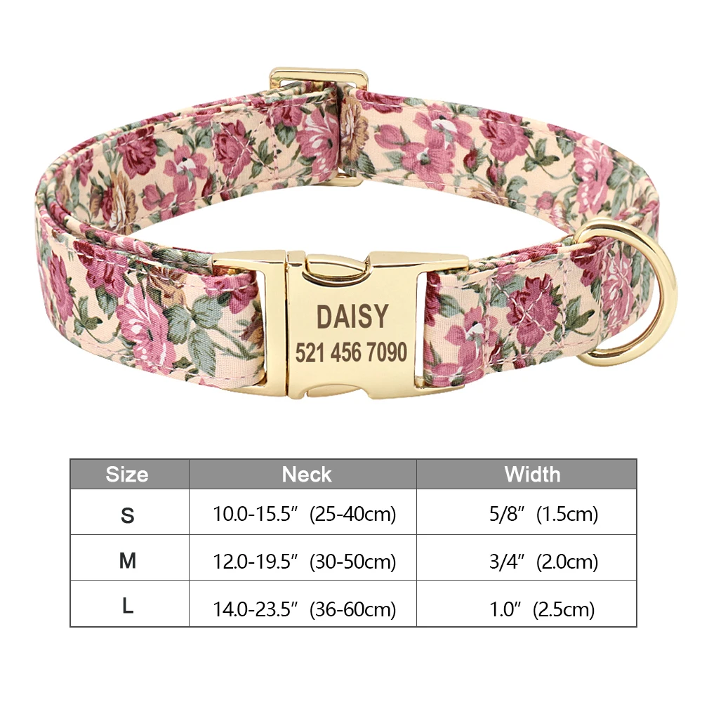 Personalized Dog Accessories Collar Nylon Printed Pet Puppy Collar Dog ID Collars Free Engraved ID for Small Medium Large Dogs 