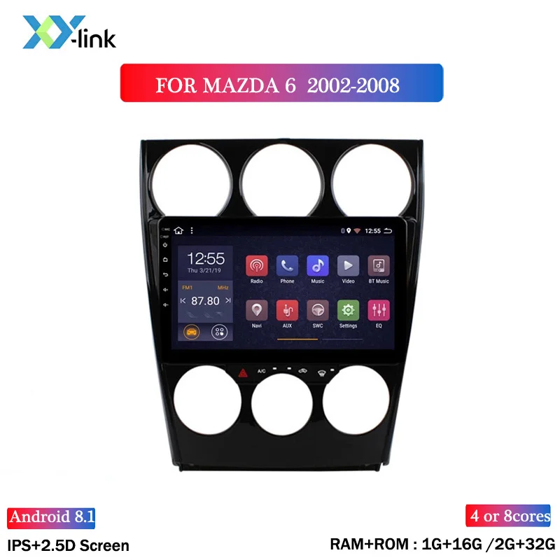 Best HOT SALE IPS 2.5D  9 inch Android 8.1 Car Radio DVD Player for MAZDA 6  2002-2008 GPS Glonass Navigation Audio Video SWC 1