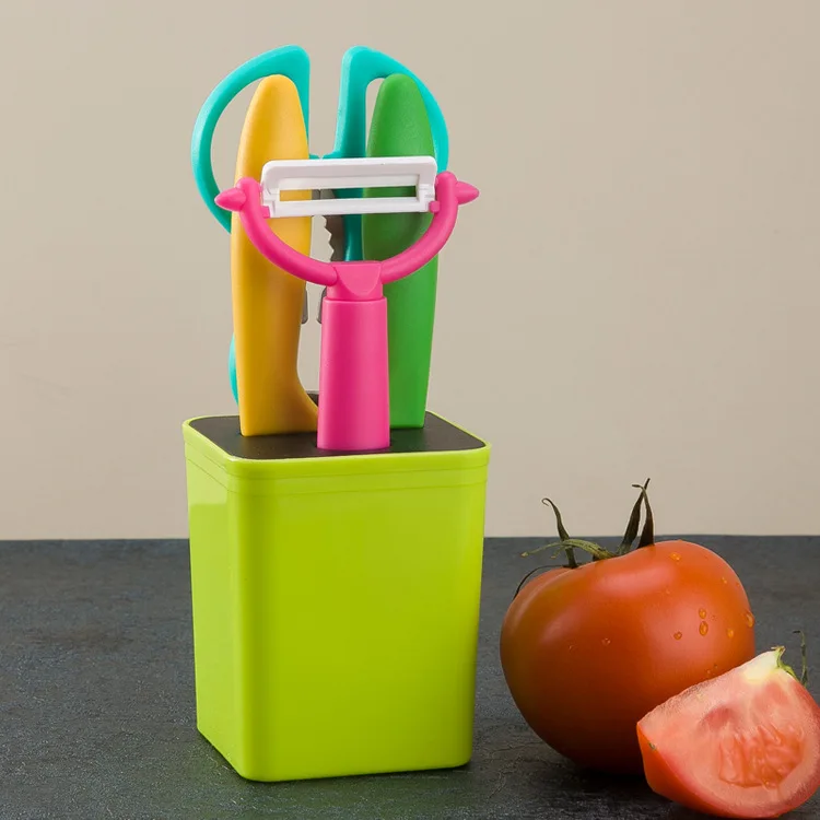 5 шт. набор пластиковых кухонных принадлежностей с подставкой кухонные принадлежности овощной нож Овощечистка кухонная посуда кухонный набор Инструменты