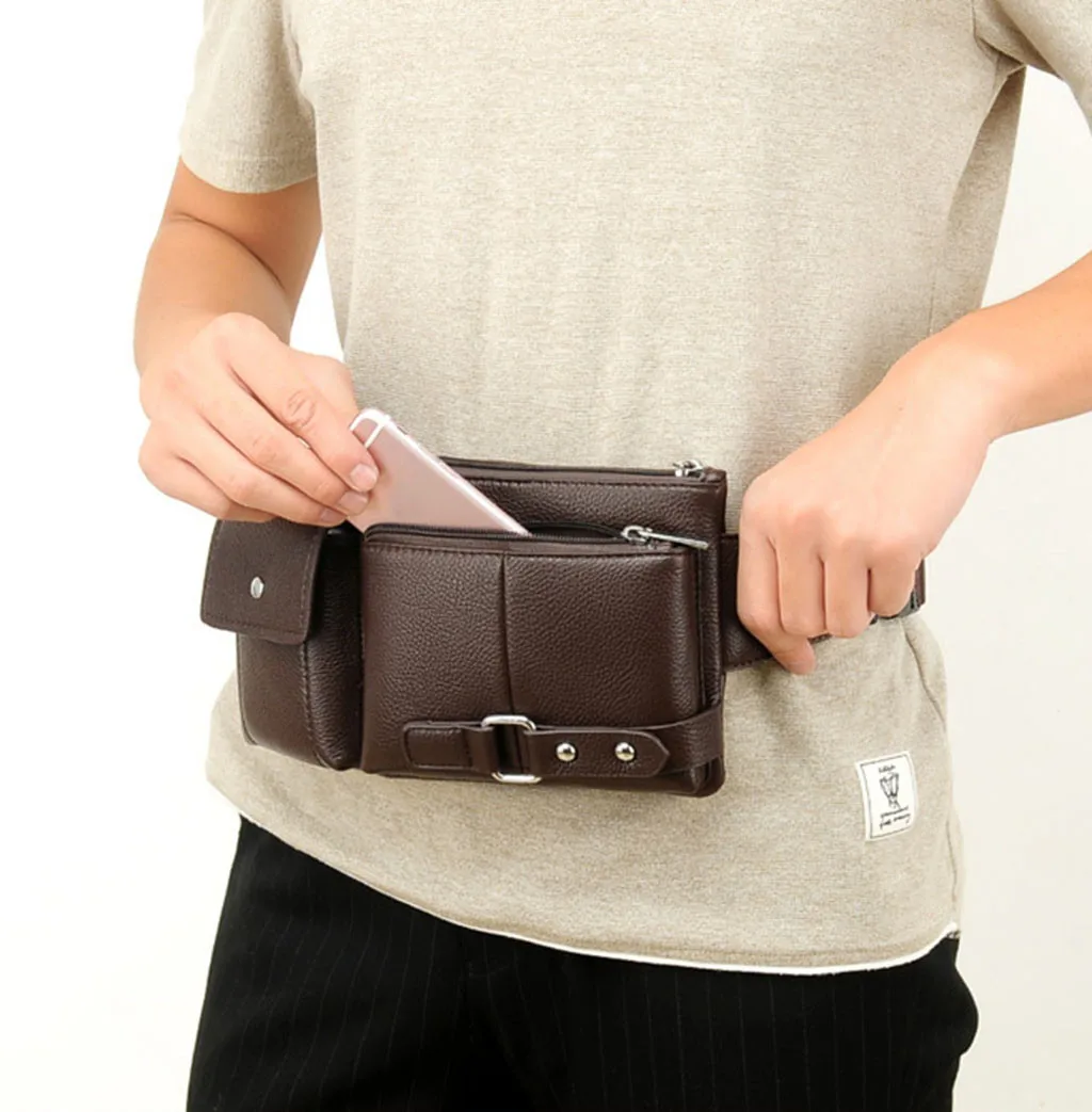 Multi-function Men PU Sling Pack Chest Shoulder Crossbody Bag Biker Satchel Waist Purse For Outdoor Sports New