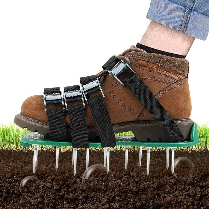 Heavy Duty Spiked Sandals for Aerating Your Lawn Or Yard 4 Adjustable Straps Aluminium Alloy Buckles & 1 Heel Elastic Band H.Yue Lawn Aerator Shoes 