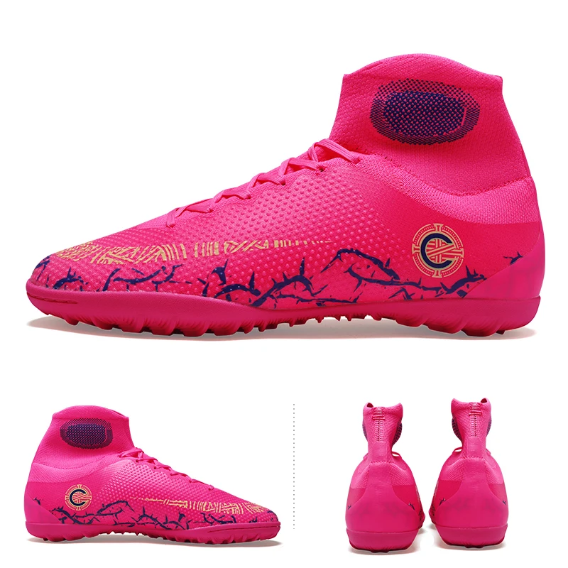New Arrival Men Soccer Shoes High Ankle Football Shoes Training Cleats FG Kids Superfly Turf Football Boots futebol chuteiras