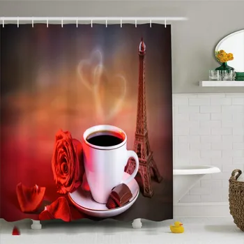 

Drinking Cup Print 3d Print Holiday Theme Bath Curtain with Hook Waterproof Polyester Shower Curtain Bathroom Decor Dropshipping