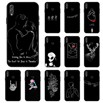 

3D DIY Painted Case For Huawei Honor 8X 8A 10 Lite Cases Black Phone Cover On Huawei Honor 7C 7A 20 Pro 9 Lite 20S 10i Bumper