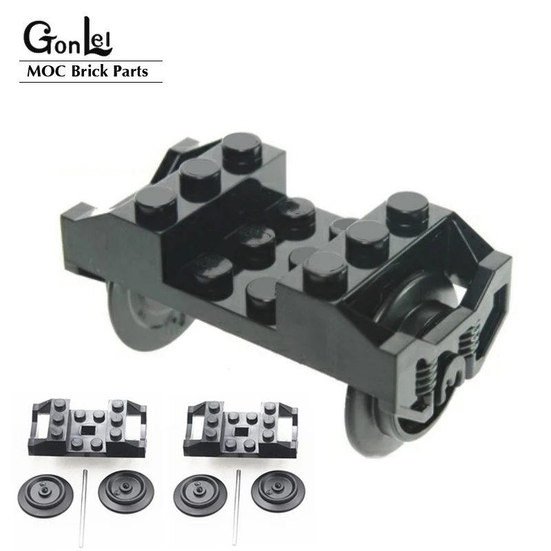 

4Sets/lot Train Wheel Holder+Wheels+Metal Axle MOC Part Building Block Toy Compatible for High-Tech Train 2878/57051/57878/x1687