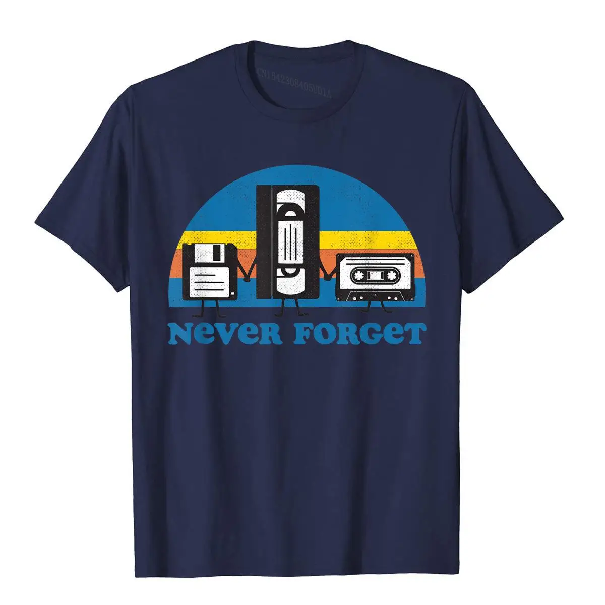 Never Forget T Shirt Funny Floppy Disk VHS Tape 90s 80s Tee__B9835navy