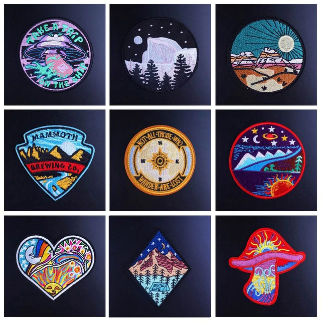 Outdoor Mountain Patches For Clothing Wilderness Iron On Patches On Clothes  Adventure Travel Patch Badge Natural Stripes Patch - AliExpress