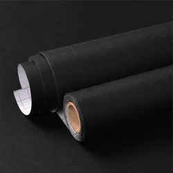 Black Matte Wallpaper PVC Self-Adhesive Shelf Liner Drawer Peel and Stick Countertop Removable Contact Paper Wall Decoration