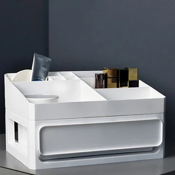 

Plastic White Storage Drawer Desktop Sundries Storage Box Makeup Container Home Organizer Decor