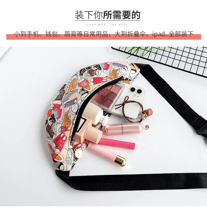 Stylish PU leather waist bag with trendy print designs for men and women