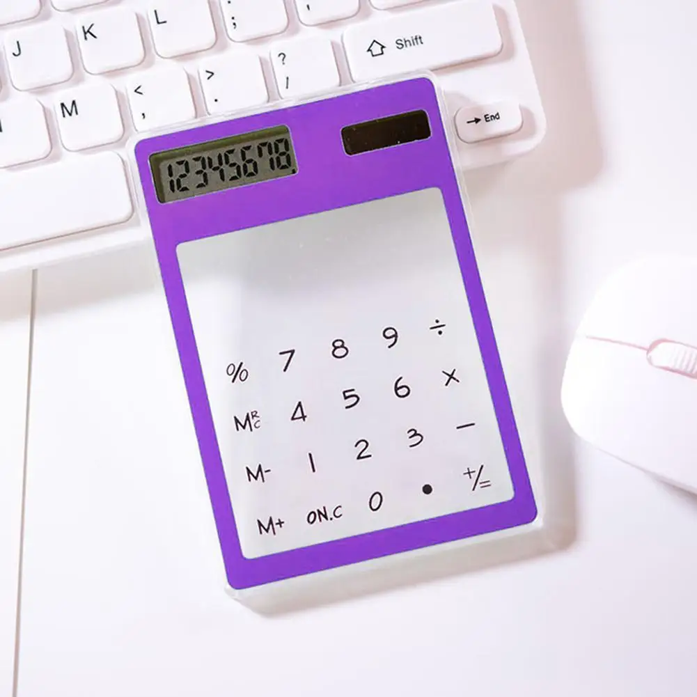 Ультра тонкий прозрачный калькулятор на солнечных батареях Kawaii lcd 8 цифр экран ясный научный калькулятор офисные канцелярские принадлежности