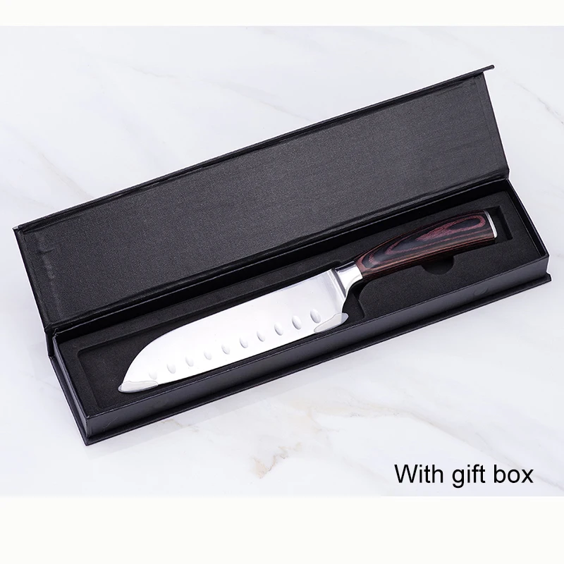 7inch with box Кухонные ножи из нержавеющей стали 5 дюймов нож для фруктов 7 дюймов кухонный нож 8 дюймов нож для шеф-повара острый нож для мяса рыбы кухонный нож для приготовления пищи - Цвет: 7inch with box