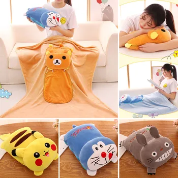

Creative Portable Flannel Blanket 2 In 1 Cartoon Pikachu Duo A Dream Totoro Sleeping Throw Rug Anime Sofa Bedding Blanket