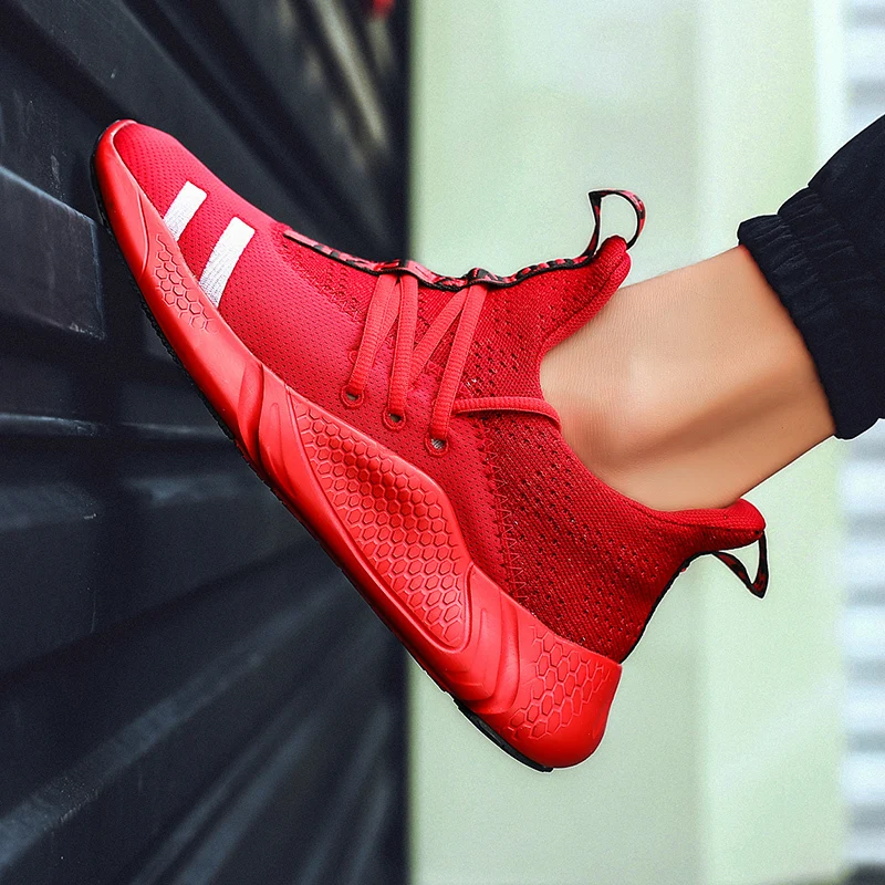 2019 новые дышащие легкие беговые Flyknit износостойкая красная спортивная летняя обувь из вискозы