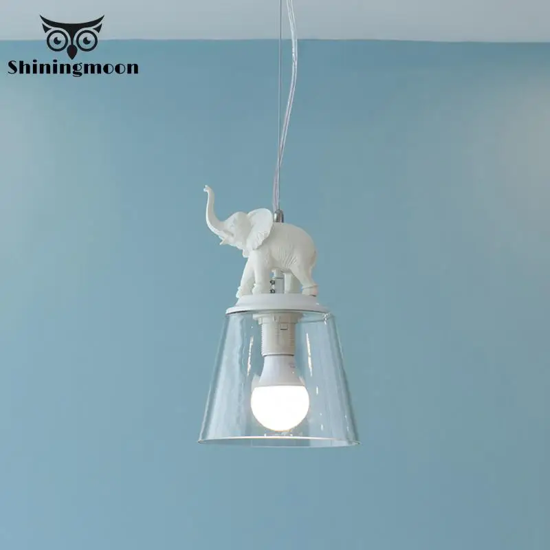 

Modern Children's Room Home Deco Led Pendant Lights Resin Elephant Lighting Living Room Art Pendant Lamp Kitchen Lights Fixture