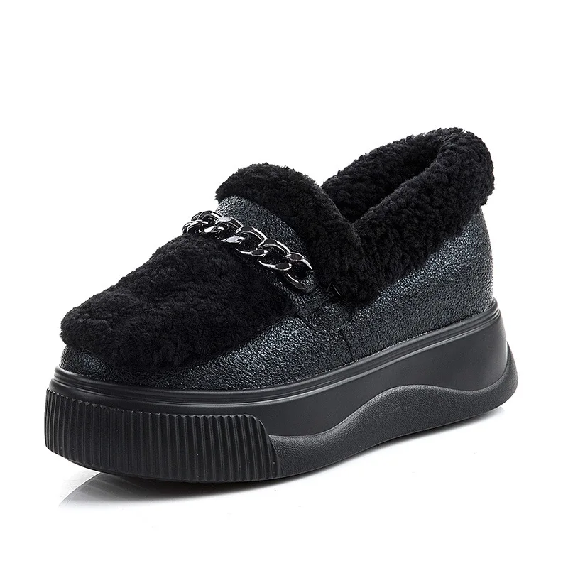 

Wool Inside Snow Boots Women Platform Wedges Shoes for Women High Heels Fashion Winter Style Warm Shoe Fur Chunky Ankle Boots