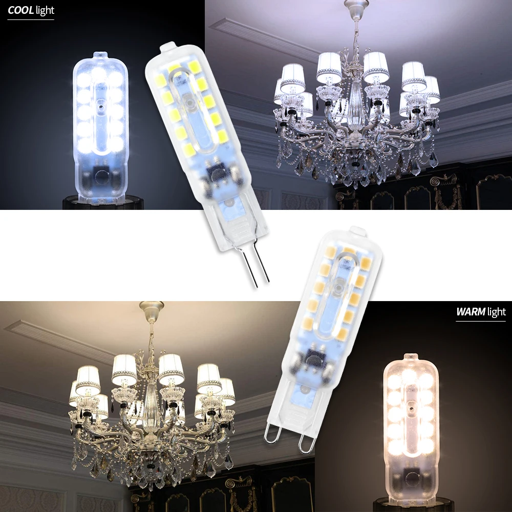 8PCS G4 LED Lamp 3W 5W Corn Bulb Dimmable LED Bulb G9 220V LED Light Spotlight Chandelier Candle Lighting Replace Halogen Lamp