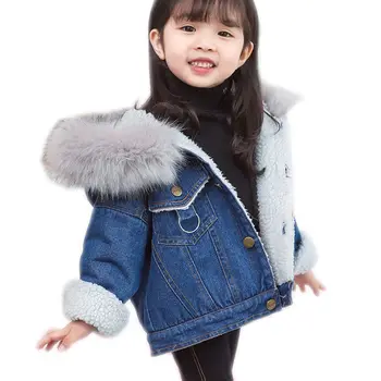 

Children's Clothing Winter Baby Girl Cartoon Plus Velvet Denim Jackets Coat Girls Coats Boy Girl Clothes Baby Coats Outerwears