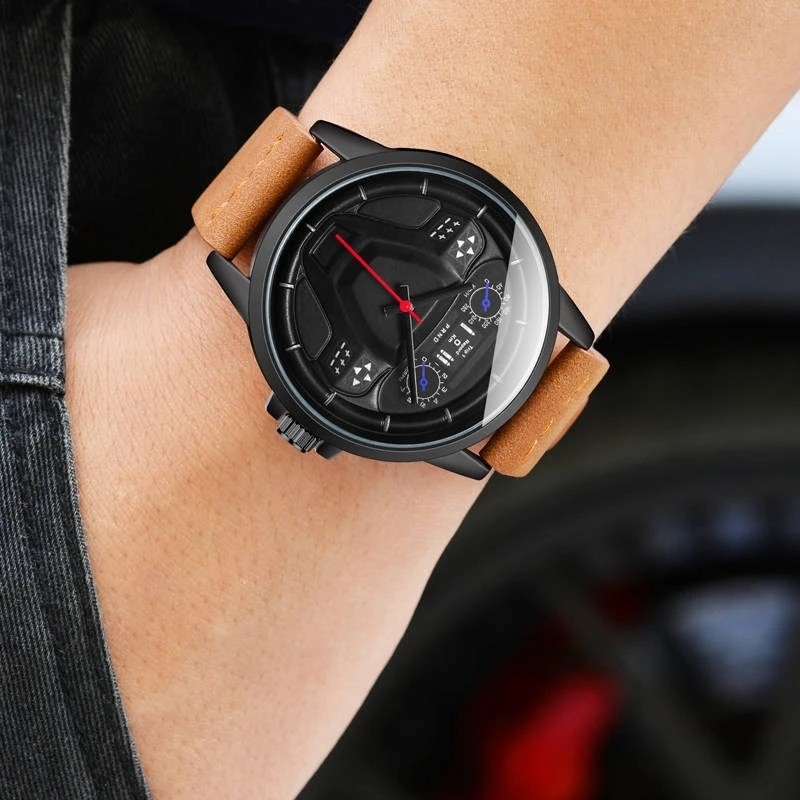 Мужские часы, уникальный дизайн, для вождения автомобиля, повседневные, бренд SOKI, кварцевые, повседневные, кожаный ремешок, часы, ультра тонкий подарок, деловые наручные часы
