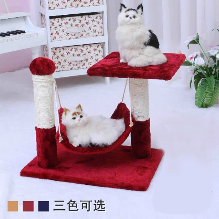 

D9 Sisal Cat Climbing Frame Cat Hammock Solid Wood Scratching Pole Platform Sleep Nest Cat Teaser Toy Cat Toy