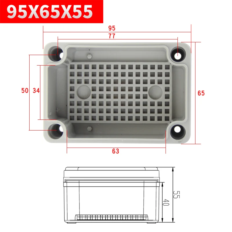 95x65x55mm ABS пластиковый водонепроницаемый ящик для мониторинга мощности IP67 наружная водонепроницаемая распределительная коробка Наружная непромокаемая уплотнительная кнопочная коробка - Цвет: 95x65x55mm