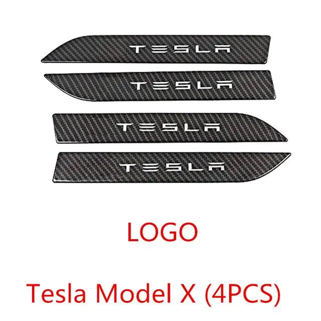 Для Tesla модель X автомобиль дверные ручки Крышка, защита отделки Стикеры наклейка 3D углеродного волокна стиль для Tesla модель X принадлежности - Название цвета: LogoC 4pcs