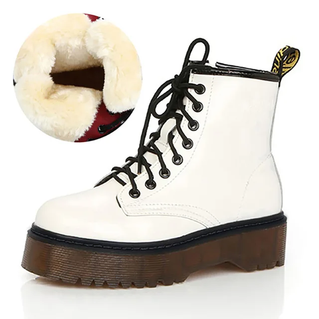 8315-whitefur Женские ботильоны на платформе; плюшевые теплые женские зимние ботинки martin; женская зимняя обувь; ботинки; женская обувь; - Цвет: 8315-whitefur