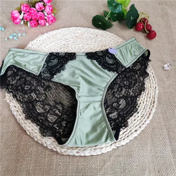 

Green Eyelash lace contrast color lace female underwear high elasticity American hot style sexy women's underwear