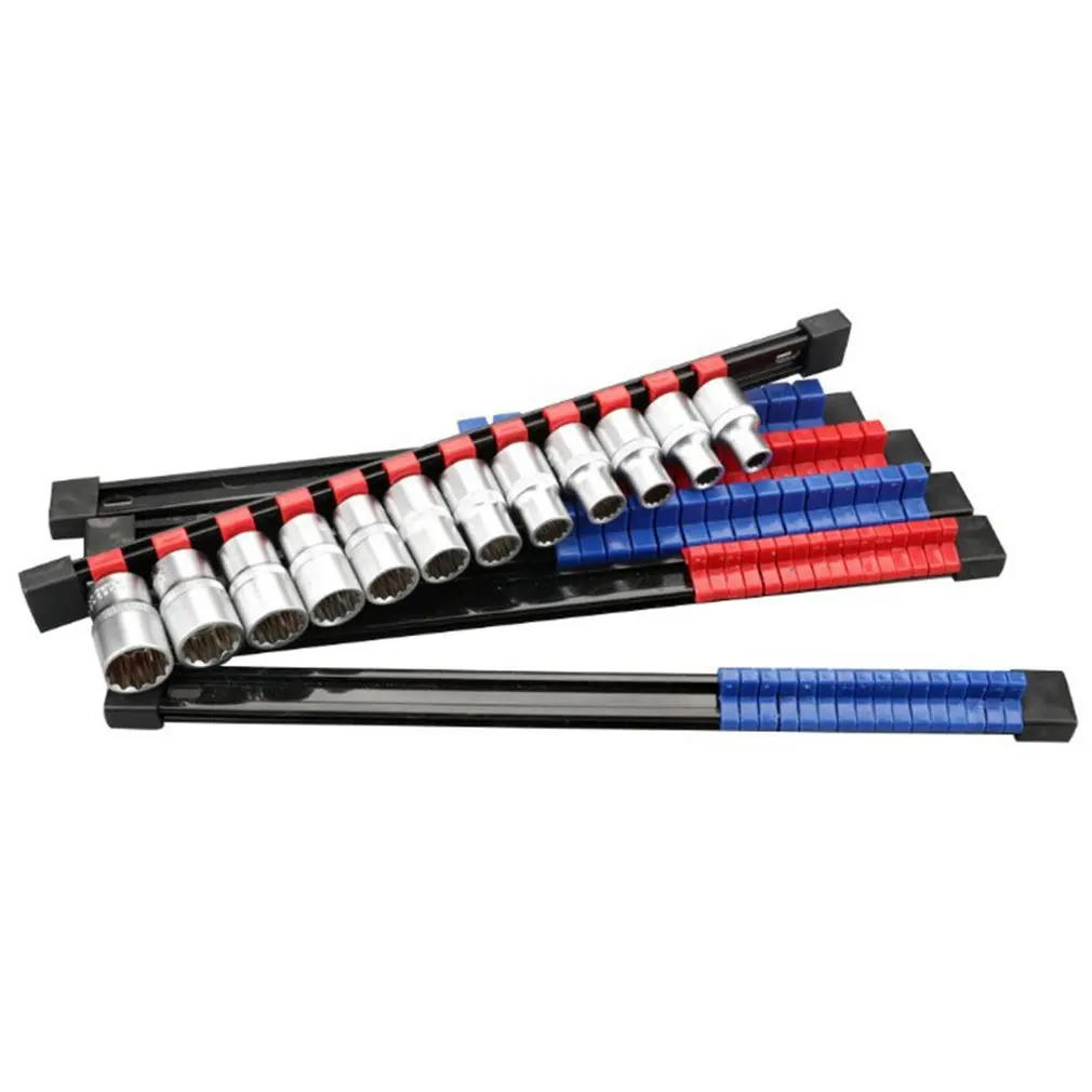 6PCS Suit Explosion-proof Plastic Sleeve Holder 1/2 3/8 1/4 Iron Plate Home Multi-purpose Plastic Sleeve Hold Sleeve Rack