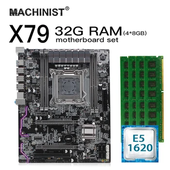 

X79 LGA 2011 motherboard set kit atx with Intel Xeon E5 1620 CPU 32G(4*8G) 1600mhz REG ECC RAM M.2 NVME SSD