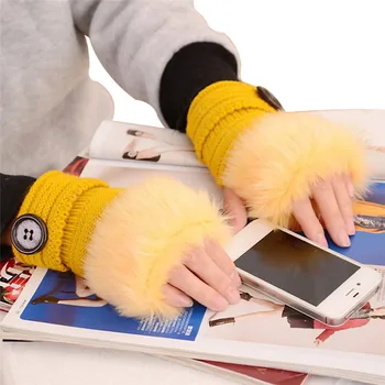 

Women Lady Half Finger Fingerless Knit Wool Gloves Wrist Warmer Hand Protect Half-finger Gloves 3FS