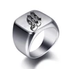 Bagues personnalisées à graver initiale pour hommes, chevalière masculine en acier inoxydable, bijoux vierges, bande, ton argent poli, taille américaine