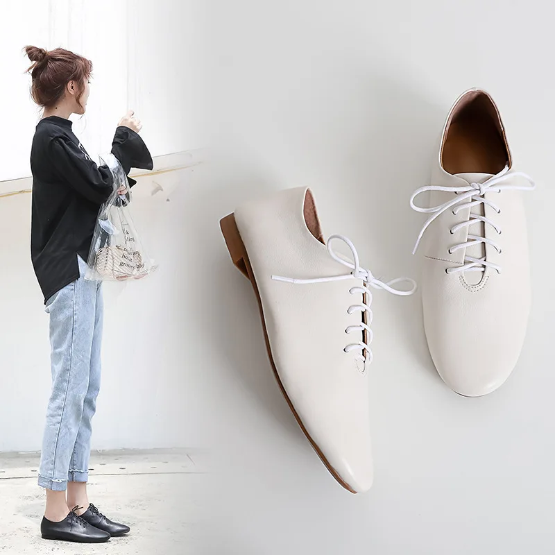 

2019 Spring New Style WOMEN'S Shoes Casual Fashion Ozhouzhan of Shoe Lace Shoes Women's Korean-style Small Leather Shoes Women's