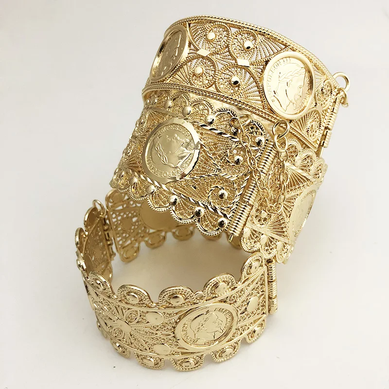 Bangle Bracelet Women Jewelry Coin Bracelet Hollow Bohemia Ethnic Wedding Bijoux Hollow Flower Armlet