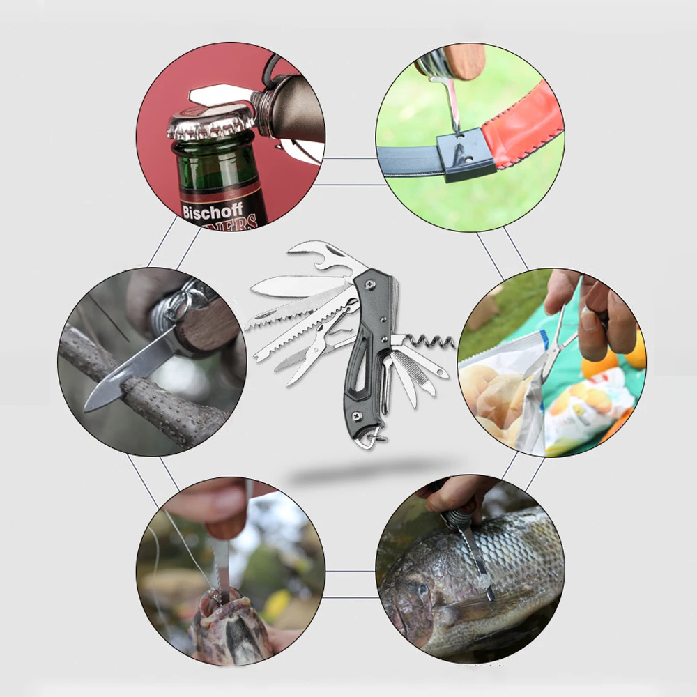Folding Knife Outdoor Multifunctional Swiss Knife Camp Multitool Bottle Opener Portable Scissors Saw Military Fold Pocket