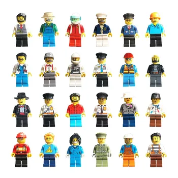 

12pcs/set Buildable Model kids Figure Building Block Worker Police Fit