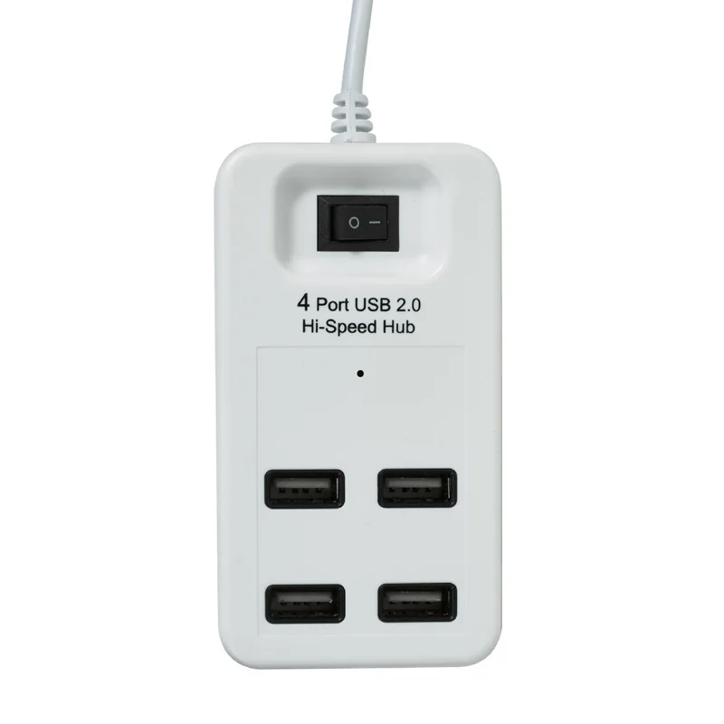 BKSCY usb-хаб 2,0 Мульти USB 2,0 разветвитель 4/7/10 портов Hab с переключателем ВКЛ/ВЫКЛ адаптер для ПК Компьютерные аксессуары usb-хаб - Цвет: 4 Ports Hub white